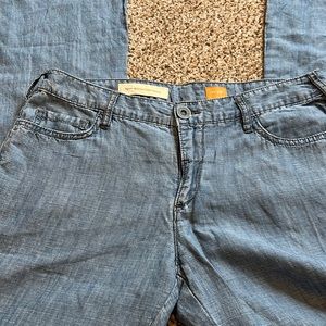 Piloro and the letterpress/ Anthropologie cotton denim wide leg pants